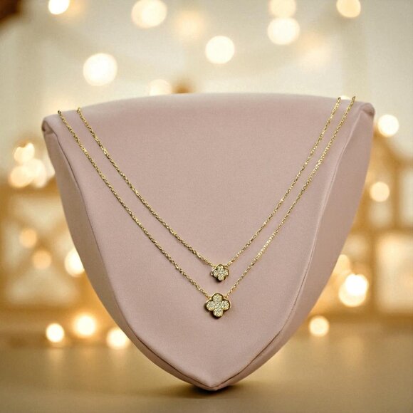 Rachel Zoe Gold Plated Sterling Silver Clover  Set Necklace & Earrings NWT - Picture 6 of 10